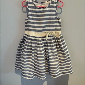 Tahari Kids Sleeveless Gray Silver Metallic Striped Cutout Back Dress Size 6X